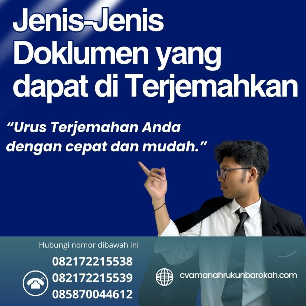 Jenis Jenis Doklumen Yang Dapat Di Terjemahkan