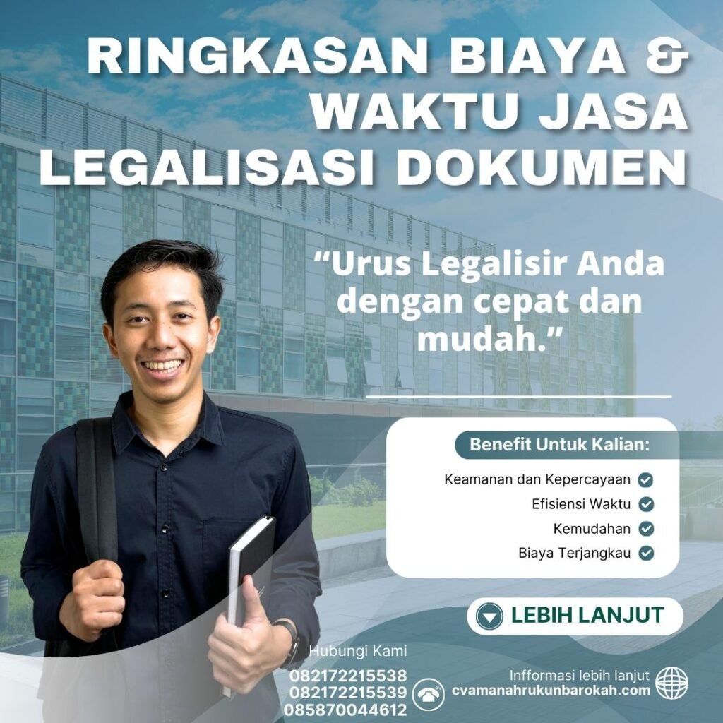 Ringkasan Biaya & Waktu Jasa Legalisasi Dokumen Ringkasan biaya & waktu jasa legalisasi dokumen