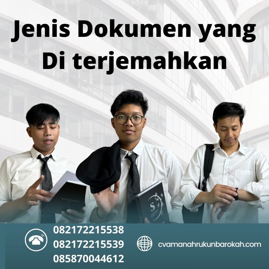 Jenis dokumen yang di terjemahkan