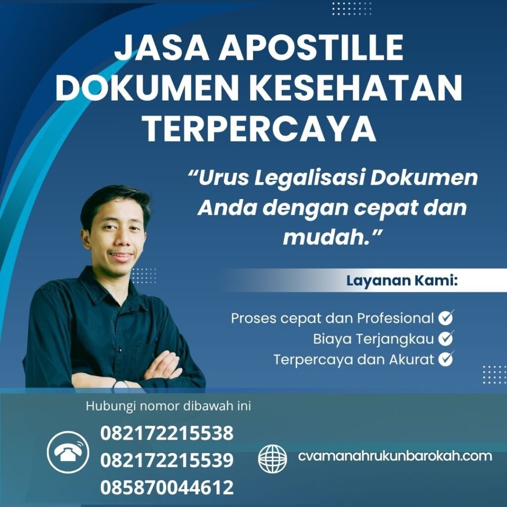 Jasa apostille dokumen kesehatan terpercaya
