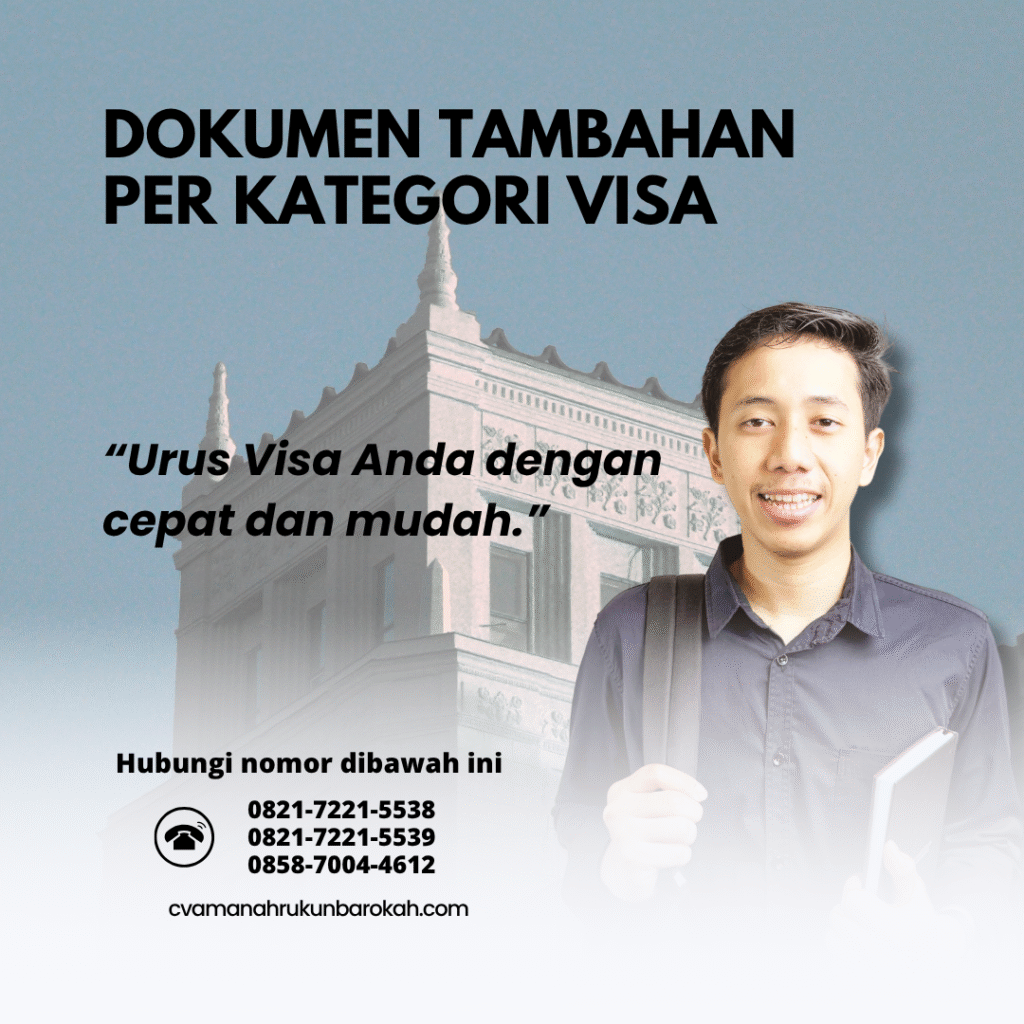 Dokumen tambahan per kategori visa