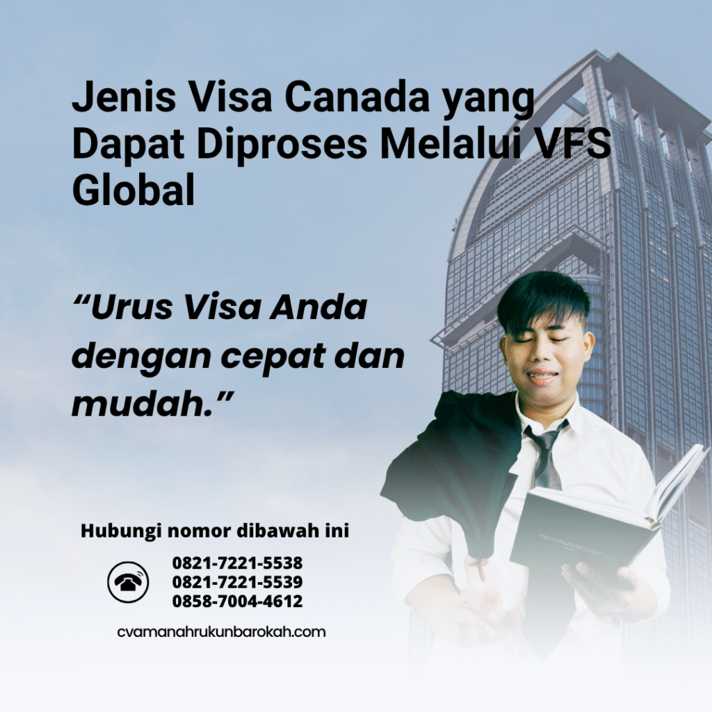 Jenis visa canada yang dapat diproses melalui vfs global
