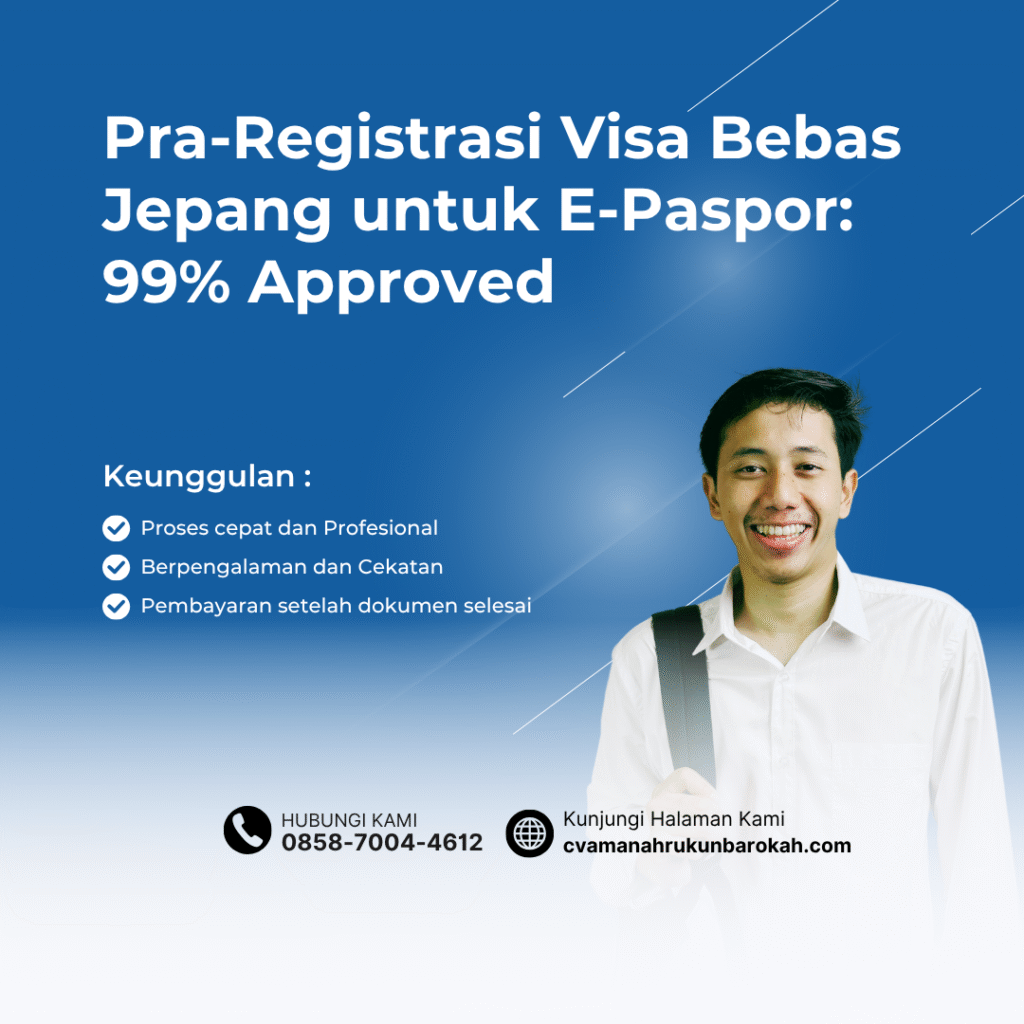 Pra registrasi visa bebas jepang untuk e paspor 99% approved
