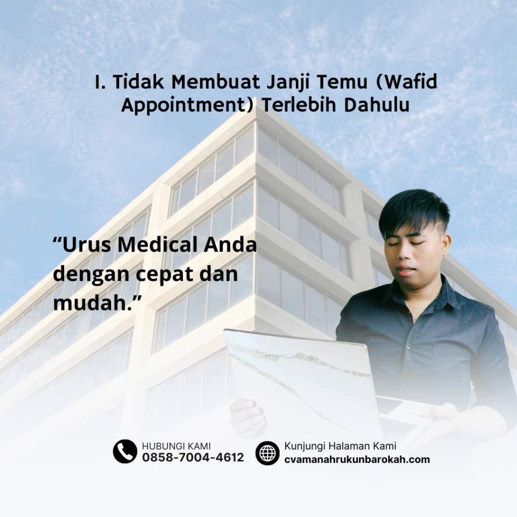 1. Tidak Membuat Janji Temu (Wafid Appointment) Terlebih Dahulu