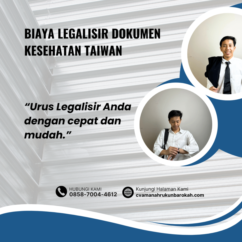 Biaya Legalisir Dokumen Kesehatan Taiwan