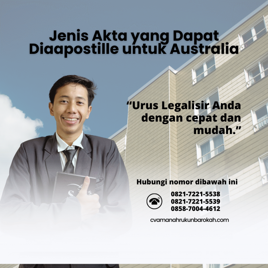 Jenis Akta yang Dapat Diaapostille untuk Australia