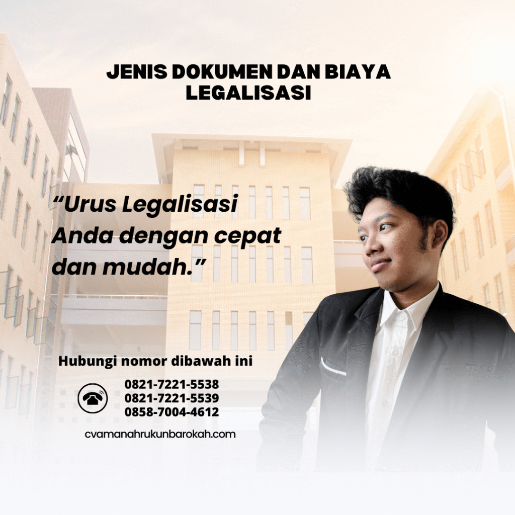 Jenis Dokumen dan Biaya Legalisasi