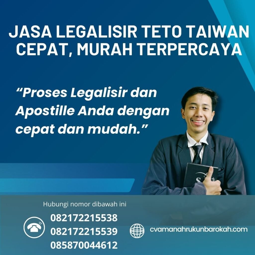 Jasa Legalisir TETO Taiwan Cepat, Murah Terpercaya (1)